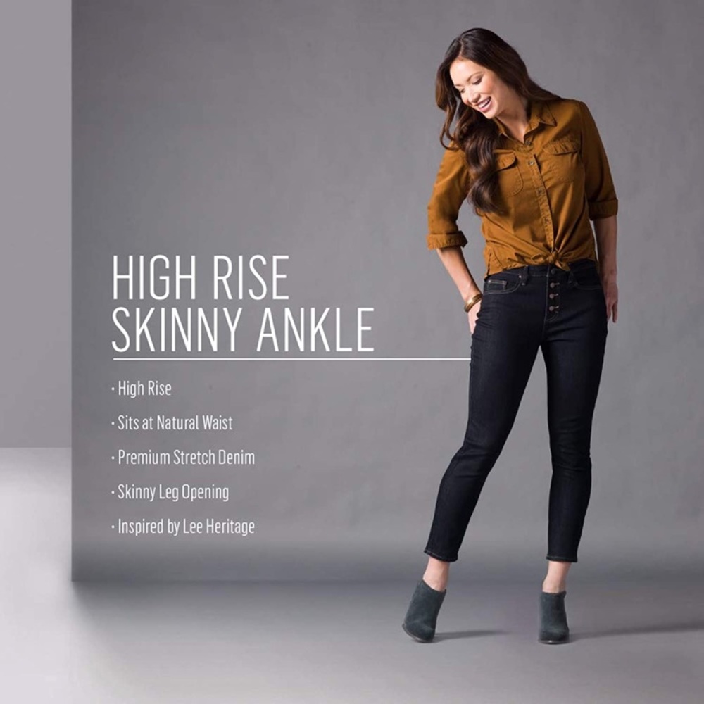 Riders by Lee women’s heritage button fly cropped ankle skinny Jean in nightfall